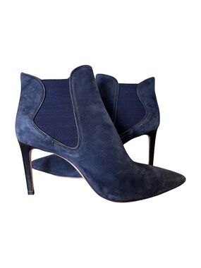 Tory Burch Dorset Blue Suede Booties Size 9